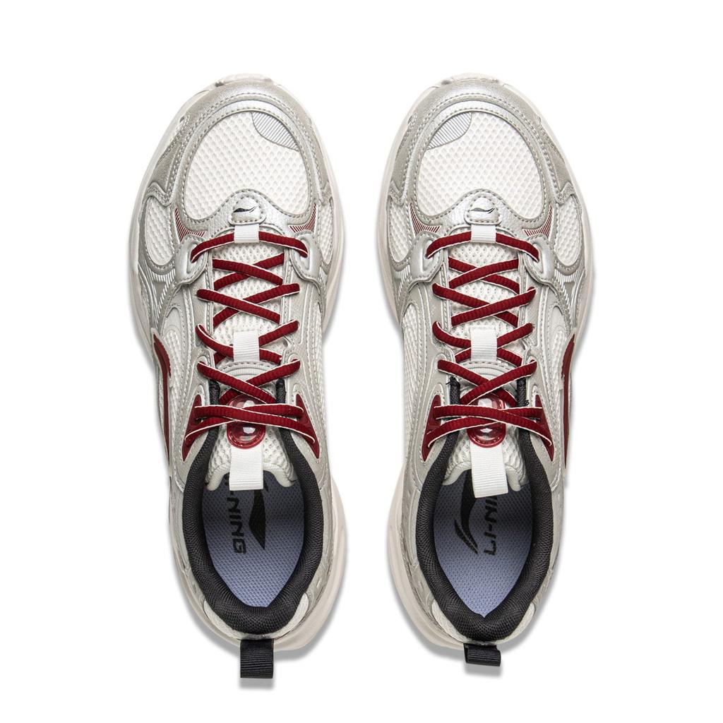 Li Ning Shooting Stars 2K Dämpfung Rutschfest Abriebfest Niedriger Schaft Klobige Sneaker Herren Weiß Grau AGCV113-4