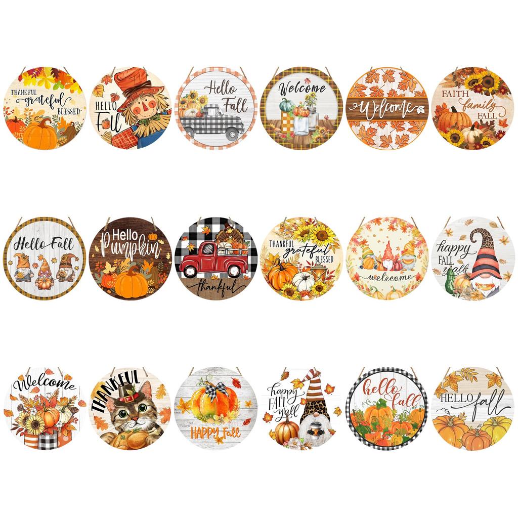 Pumpkin Wooden Welcome Door Hanging, Home Window Wall Decoration