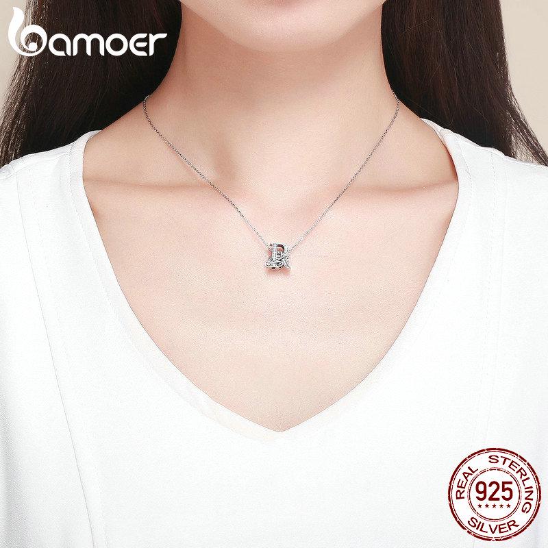 BAMOER Genuine 925 Sterling Silver Letter R Alphabet Beads Charms Fit Charm Bracelets & Bangles DIY