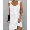 BITCED Moda feminina verão primavera cor sólida estampa sem mangas com decote em v vestidos casuais