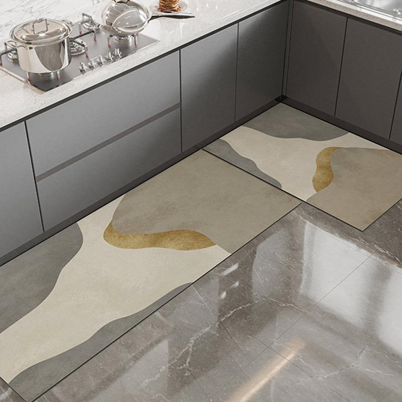 Carpet for Kitchen Waterproof Floor Mat Pvc Leather Foot Mats Non-slip Oil Proof Carpet Long Carpets Grey Home Decoration Rug