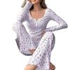 European & American Style Autumn/Winter Sexy Casual Fashion Pajama Set: Women's Long-Sleeve Top and Pants