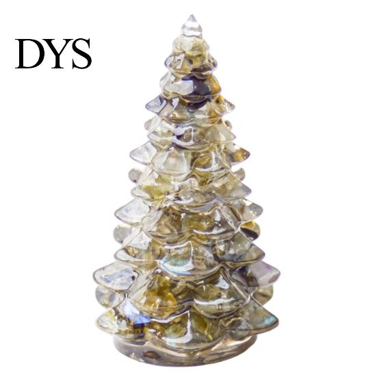 Xmas Tabletop Figurine Resin Christmas Tree Figurine, Crystal Desktop Ornament, Creative Gift Miniature Holiday Decoration for Home Office,