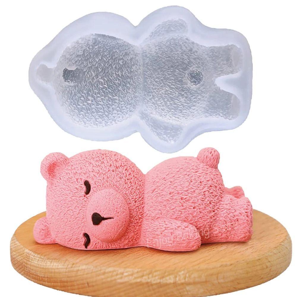 Dessert Tool Cake Mold Sleeping Bear Mold Food Grade Mousse Pudding Mold Baking Tool Silicone Candle Mould DIY