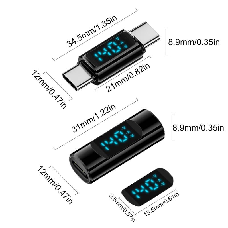 40Gbps Type C Adapter With LED Power Indicator, 140W Charging Data Transfer 8K60hz Video Transfer For Phones Laptops