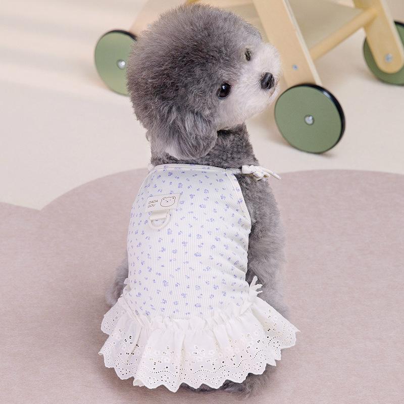 Japan and South Korea Pet Small Dog Teddy Pomeranian Bear Dog Clothes Suspender Princess Skirt Spring and Summer Thin