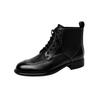 Fashion NEW Autumn/Winter Women Boots Genuine Leather Shoes for Women Round Toe Chunky Heel Shoes Lace-up Ankle Boots Black Modern Boots