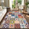 Boho Retro Geometric Living Room Carpet Splice Floral Decoration Home Non-slip Short Velvet Rug Bedroom Lounge Aesthetic Mats