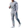 Men's European Style Two-Piece Suit: Fall 2022 Round Neck Long Sleeve T-Shirt & Trousers Casual Set