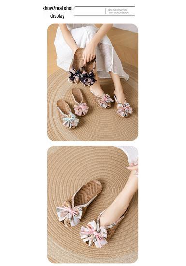 Korean Style Cute Woven Grass Slippers - Soft, Non-Slip, Silent Indoor Summer Footwear