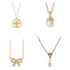 Exquisite Pearls Bowknot Compass Pendant Necklace Fashion Clavicle Chain Choker Jewelry Adjustable Collar Necklace