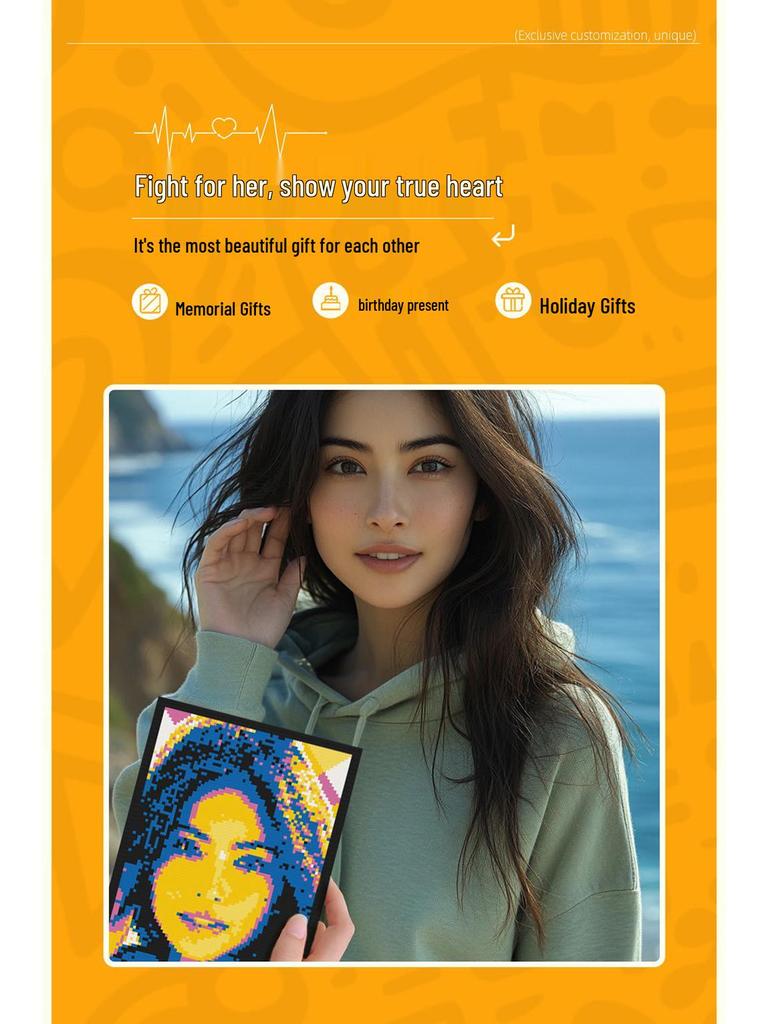 Creative Pixel Art DIY LEGO-Compatible Mosaic Photo Frame Gift for Friends - MOC Portrait Building Blocks