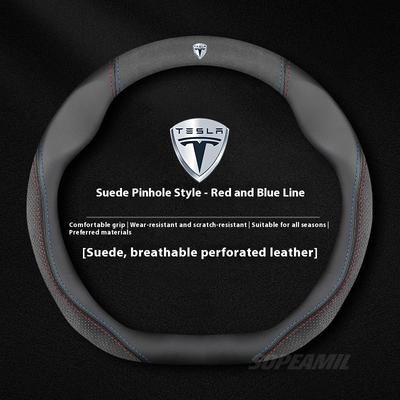 Model 3 Model Y Model S Model X Roadster Suede Leather Anti-slip Sports Style Car Steering Wheel Cover Auto Accessories