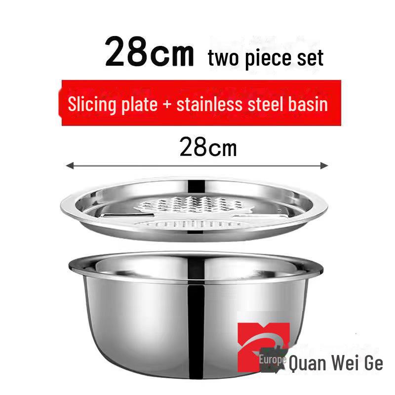 Multifunktionaler Gemüseschneider & Reibe mit Edelstahlklinge und Waschbecken