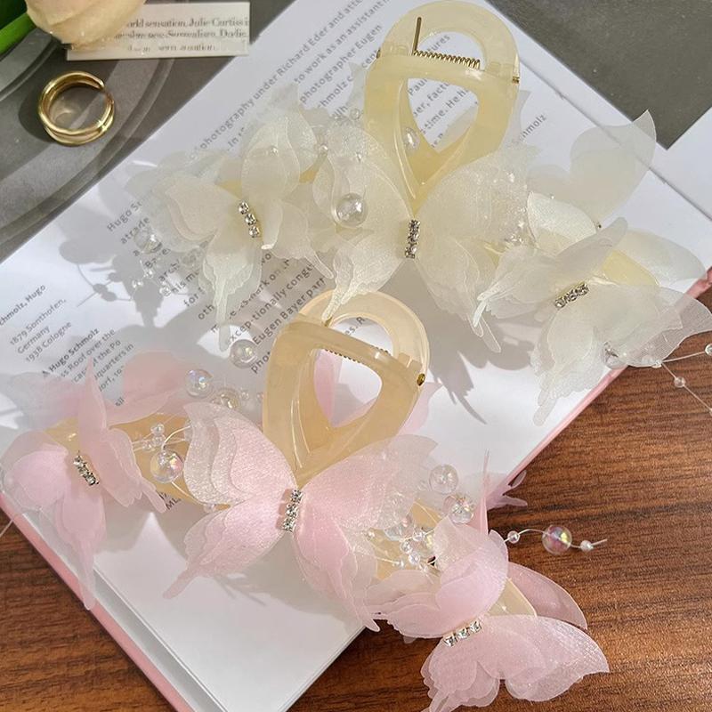 Sweet Bead Butterfly Clip Female Back Of The Head Hairpin Fairy Large Headdress