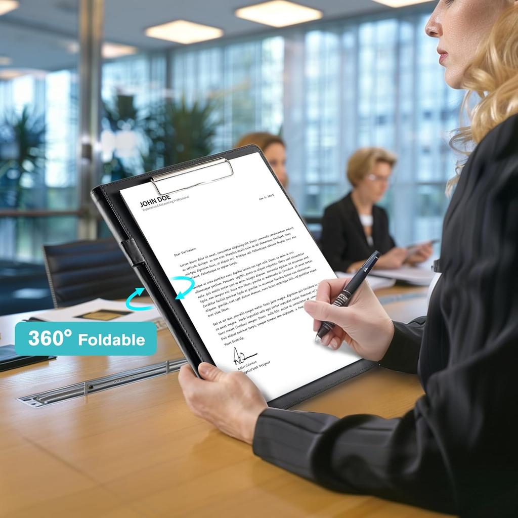 ProCase Clipboard Folder Portfolio, Leather Business Padfolio Organizer Letter Size Professional Folder Binder for Interview Meeting Resume Office