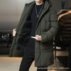 Mens Mid-Length Hooded Cotton Puffer Jacket Winter Warm Loose Fit Casual Coat Black Gray Green
