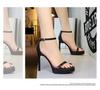 11cm Style Sexy Word with High Heel Sandals Women's Thin Heel Super High Heel Fashion Temperament Open Toe Sandals Versatile
