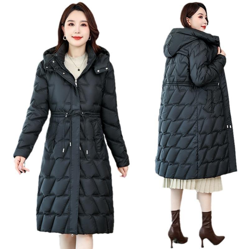 Cold-proof casual down cotton jacket, over-the-knee cotton jacket, women's long padded jacket, winter new thickened slim Korean version