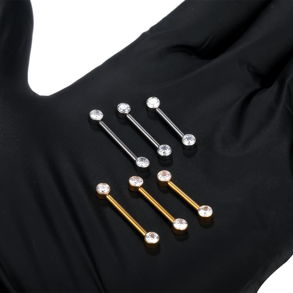 1 vnt. 14G implantinis titano spenelio pirsingas su štanga, cirkonio kristalo spenelio apsauga, vidiniu sriegiu, pirsingo papuošalas 12/14/16mm