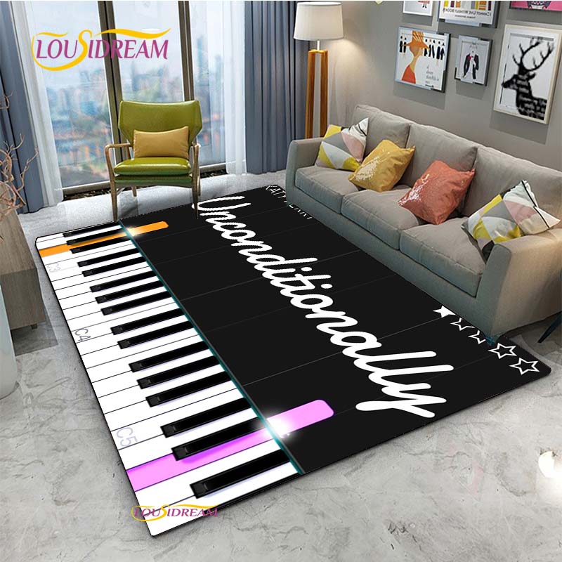 Alfombra de Vinilo con Notas Musicales Negras Vintage para Decoración de Sala de Estar Dormitorio Alfombras de Área Cocina Felpudos Antideslizantes Alfombra Regalo de Cumpleaños