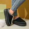 2025 Winter New Style Women's Platform Lazy Slip-On Low-Cut Snow Boots - Stylish  Non-Slip Elevating Fleece Cotton Shoes