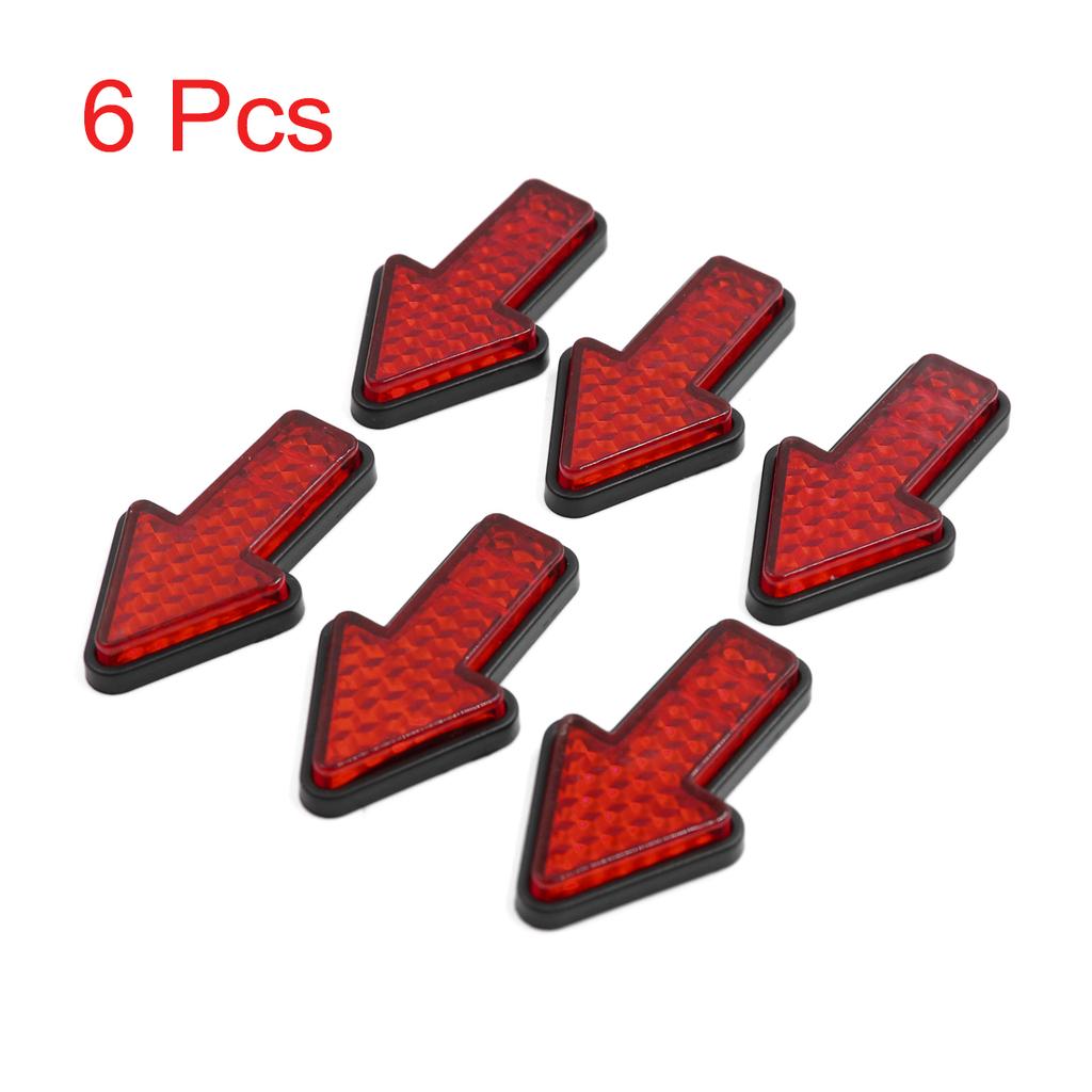 Uxcell 2/6pcs Red Plastic Arrow Shape Vehicle Car Reflector Reflective Plate Sticker