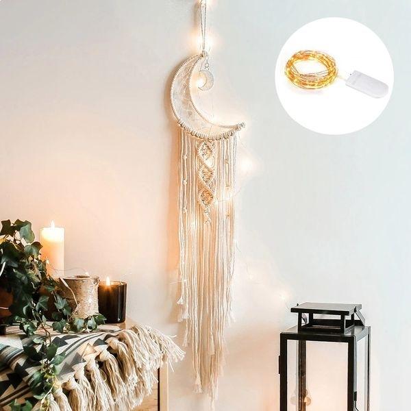 Dream Catcher Macramé Double Moon with LED Sensor Dream Dream Catcher