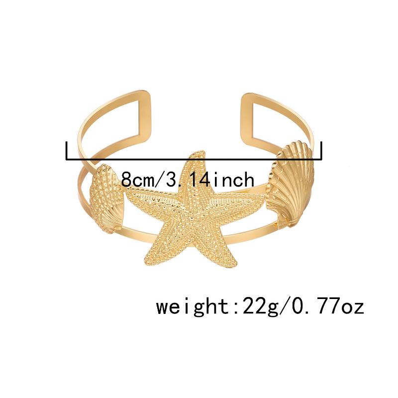 Vacation Style Seashell Starfish Open Arm Bracelet Bohemia Personality Adjustable Women'S Armband