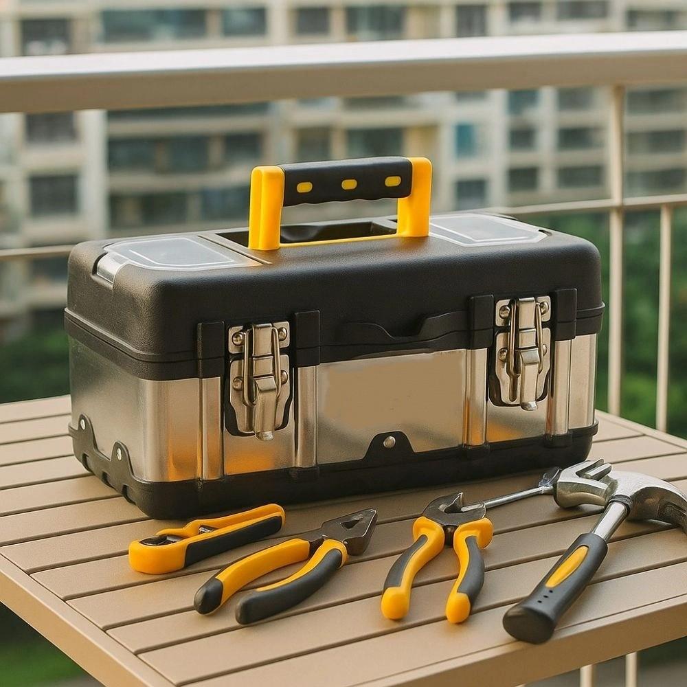 Mâner Cutie de scule din oțel inoxidabil Capacitate mare Cutie de depozitare la bord Geantă de transport pentru scule Cameră de reparații