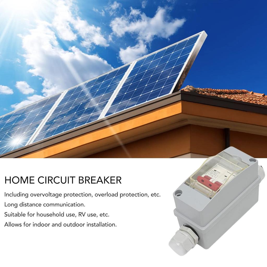 Focket 32A 500V PV DC Disconnect Switch, MCB 2P Solar Current Sink Load Switching Air Miniature Circuit Breaker with IP65 Distribution Box for Panel