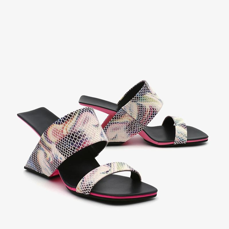 2024 New Brand Design Women Sandals Spring Summer Peep Toe Slippers Thick Heels Genuine Leather Shoes Woman Fashion Casual Pumps