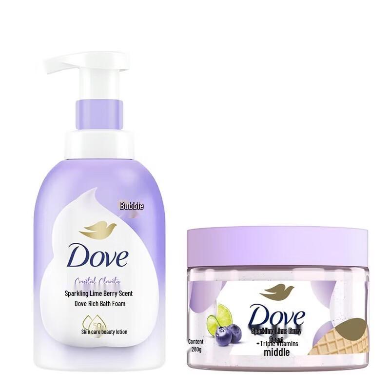 Dove Lime Berry Foaming Body Wash & Exfoliating Scrub Set