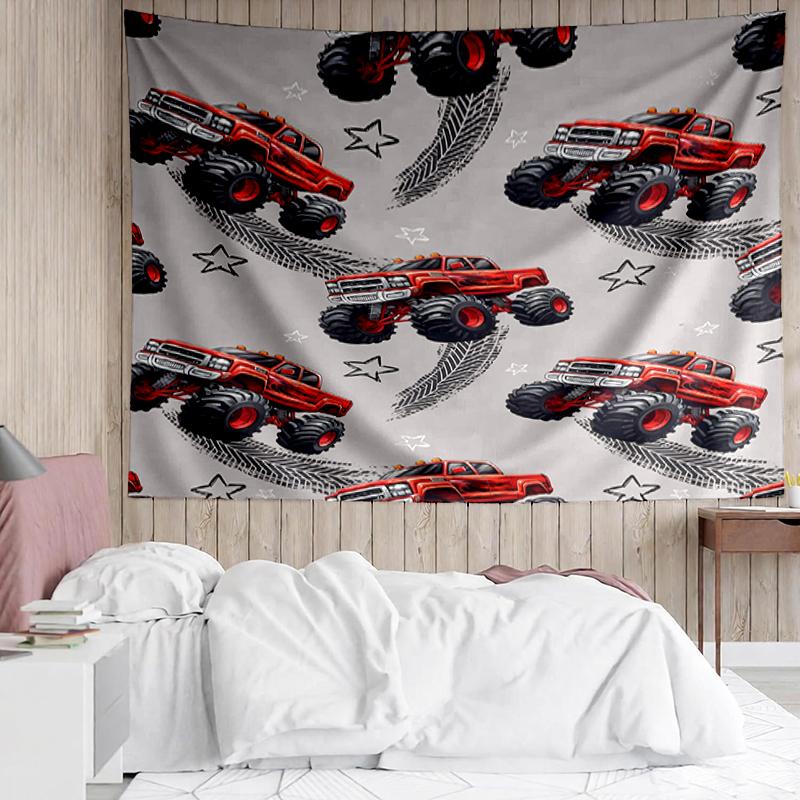 Truck Print Tapestry, Backdrop, Easy Setup, Ideal for Bedroom, Office & Living Room, with Aesthetic Wall Hanging Decor.