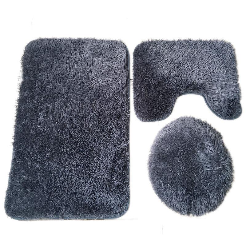 Shaggy Faux 3pc Soft Bathroom Set Bath Mat Contour Rug Toilet Lid New Cover