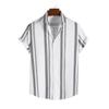 Summer new men's top striped D print men's cardigan lapel