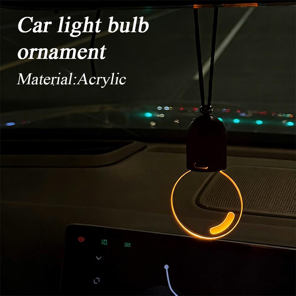 Flat Acrylic Retro Small Bulb Car Hanging Ornament Interior Ambient Lighting Modes For Long Trips Daily Use Auto Decor Accessory