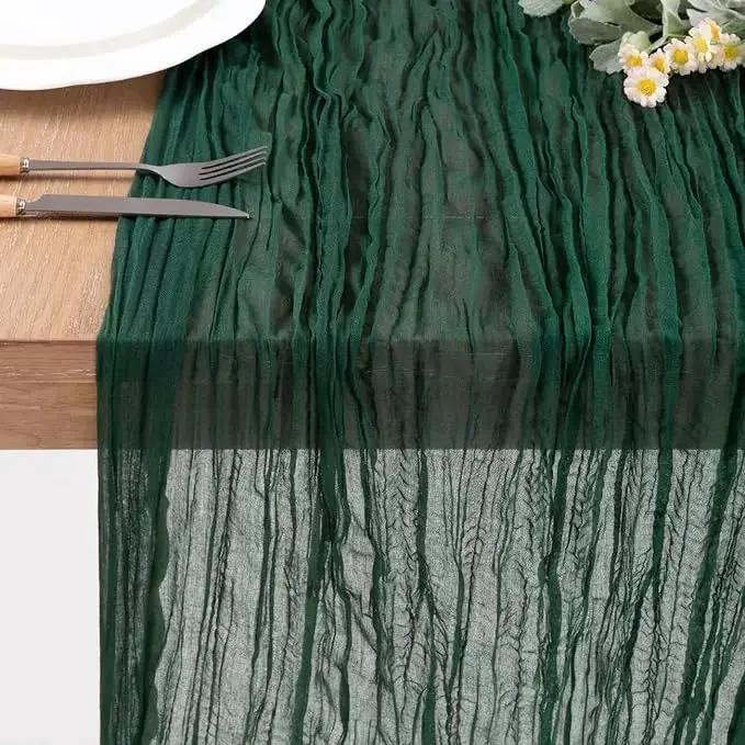 Baby Blue Cheesecloth Table Runner 4 Pack Vintage Rustic Gauze Table Runner Boho Decoration for St Patrick's Day Easter Wedding