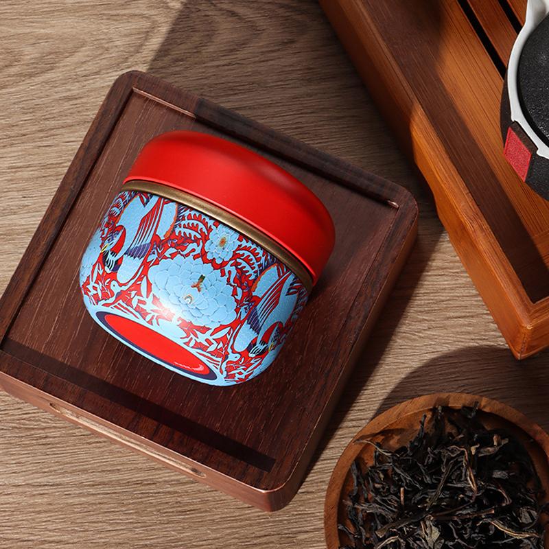 Mini Exquisite Prints Tea Tin Double Cover Tea Storage Container Portable Chinese Style Tea Can Universal Home Kandy Spices Can