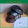 Pu Leather Octagonal Hat For Women With Sun Protection Chic Winter Fashion Accessory