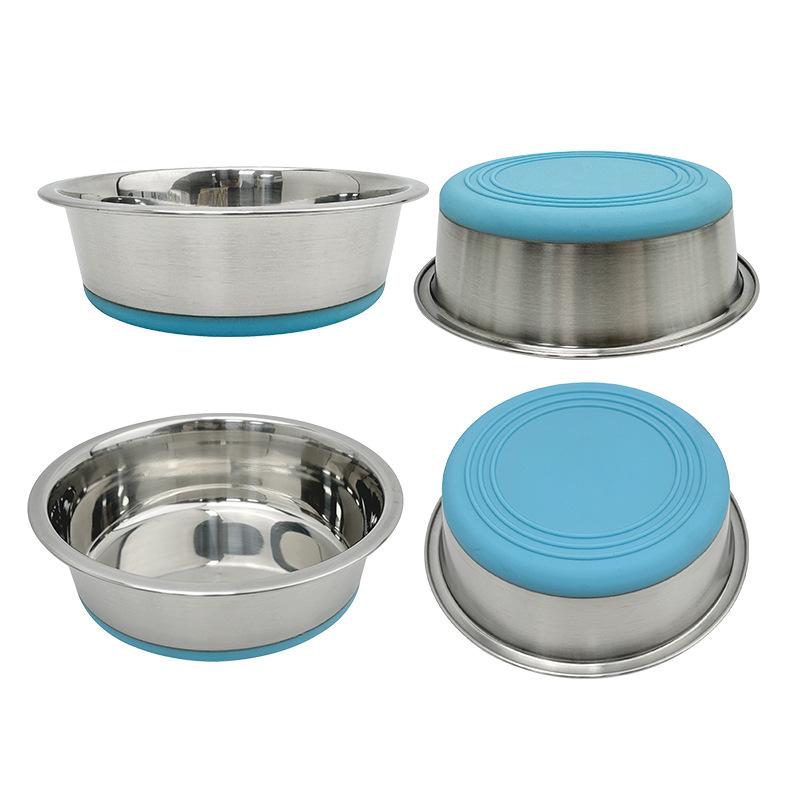 14-26cm Large Capacity Silicone Non-slip Stainless Steel Dog Bowl Drop Resistant Pet Bowl Easy To Clean Dog Cat Feeder Bowl