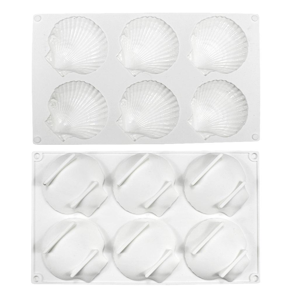 6 incluso vieiras Mousse pastel molde de silicona Shell Chocolate molde para hornear decoración DIY molde
