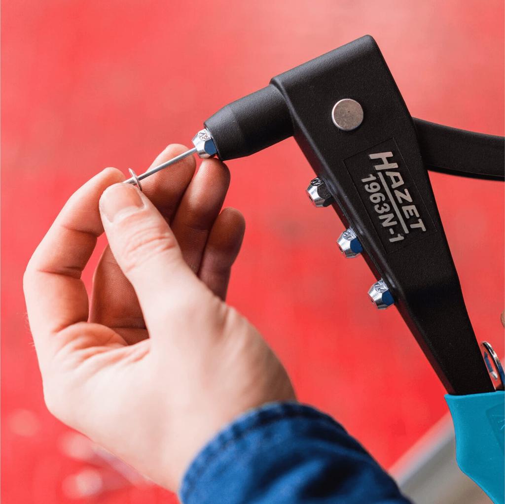 HAZET Hand Rivet Fits Blind Chrome Vanadium Pop Rivet Crimping Hand for Sheet Total Length Made In Germany 1963N-1 Riveter, Gun, 3.2-5mm Rivets,