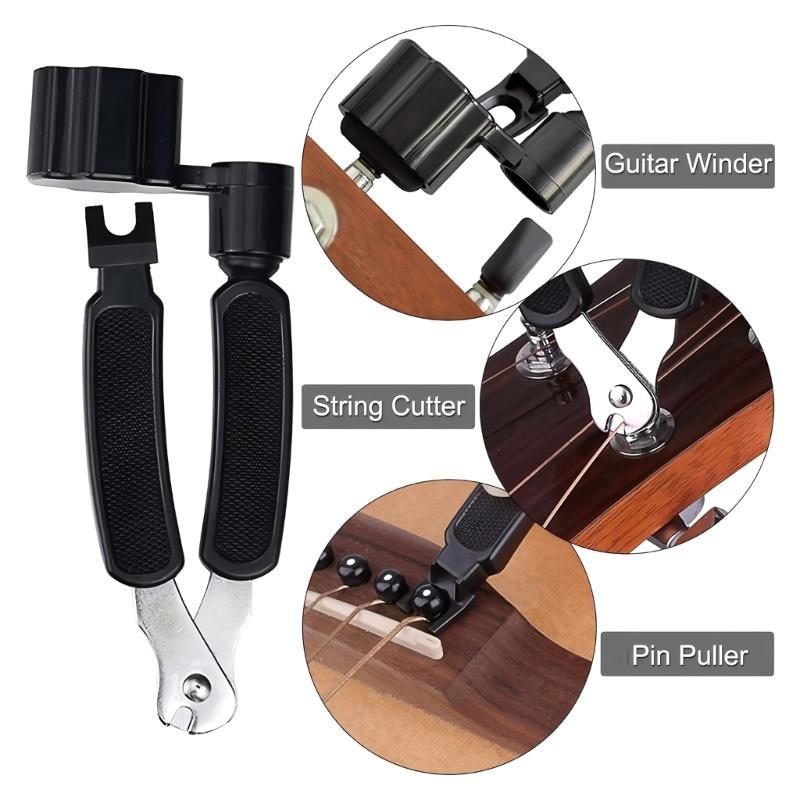 2 In 1 Guitar String Winder And Bridge Pin Puller With 5 Picks For Quick String Change On Electric Acoustic Guitars