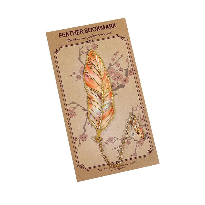 5style Vintage Art Feather Metal Bookmark with High Beauty and Exquisite Student Page Clip Cultural and Creative Gift