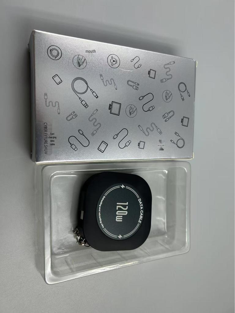 Retractable Dual-Head Fast Charging Cable for Apple & Huawei with Custom Logo