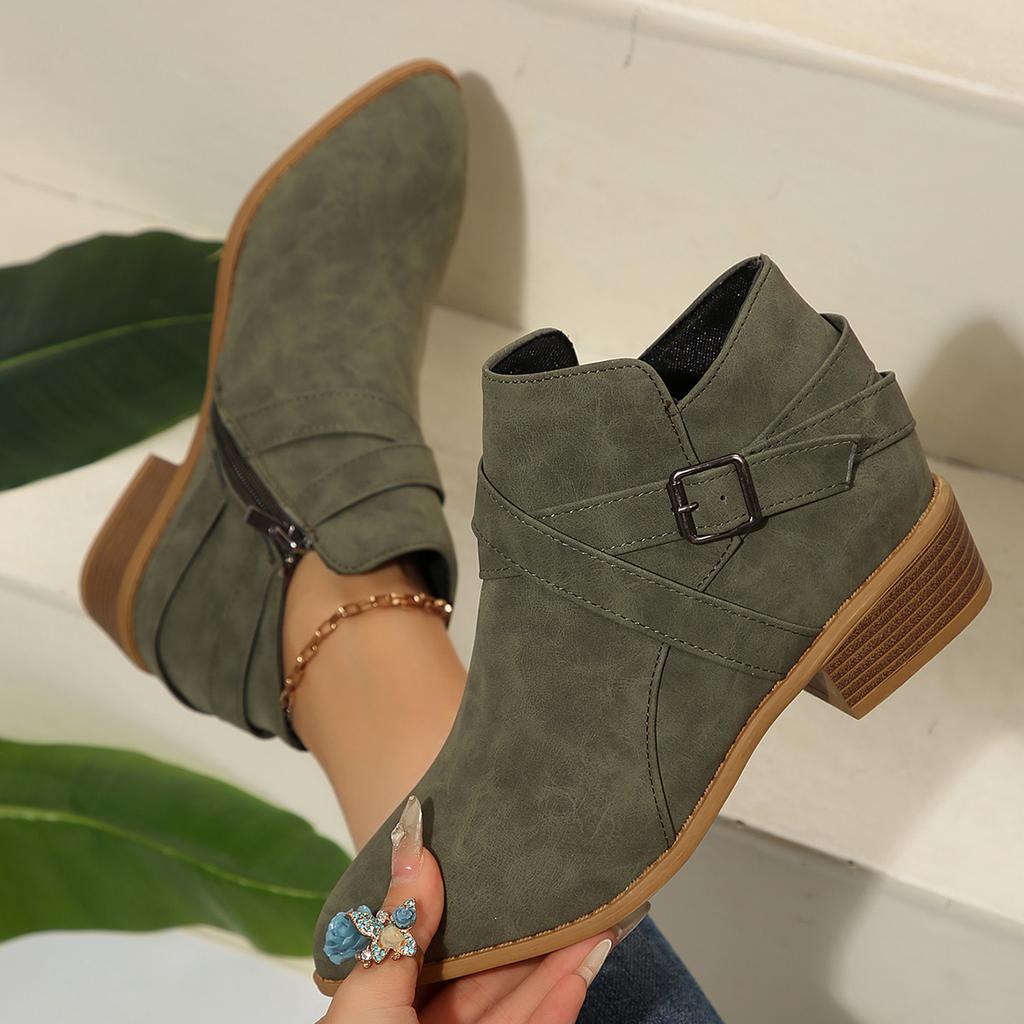 Fashion New Autumn Women Boots Belt Buckle Outdoor Footwear Fashion Pointed Ankle Boots Casual Comfortable Women Shoes Zapatos De Mujer