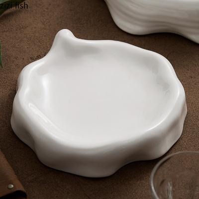 White Ceramic Dinner PlateTableware Western Steak Plate Sashimi Disc Dessert Plate Sushi Plates Fruit Bowl Salad Bowl Snack Tray