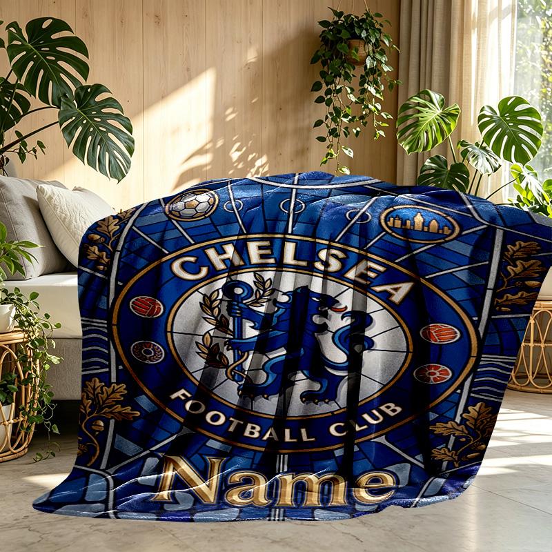 Custom Name Personalized Chelsea Football Club Print Blanket, Home Decor, Bedroom, Sofa, Camping, Couch, Gifts for Birthday Christmas