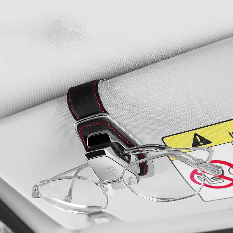 1PC Car Sun Visor Glasses Sunglasses Storage Clip For Porsche Cayenne Panamera Macan 911 718 Taycan Boxster Cayman 918 Accessory